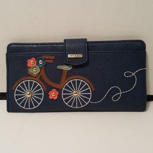Women's Relic Wallet Navy Blue w/Bicycle & Flowers